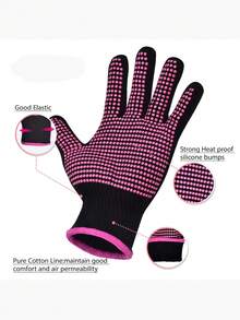 Heat Resistant Gloves, 2 Pcs Professional Heat Gloves For Hair Styling Silicone Hot Mat 5 Pcs Hair Clips And 2 Pcs Styling Comb - Multicolor - View 3