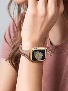 Huastonband 女款相容錶帶與保護殼 38mm 40mm 41mm 42mm 44mm 45mm 46mm 49mm 智慧手錶配件 超薄柔軟舒適腕帶 Ultra 3/2/1/SE/S11/S10/S9/S8/S7/S6/S4/Series 防刮防摔手錶保護殼，女款配件 夏季海灘活動 派對聚會 畢業季 返校禮物 - 香檳色 - 查看 11