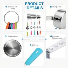 13-Piece Measuring Cup And Spoon Set - 8 Cups And 5 Spoons With Measuring Device, Stainless Steel, Perfect For Cooking And Baking - Stackable, Suitable For Dry And Wet Ingredients - Baking/Cooking Tools, Kitchen Gadgets, Father's Day Gift Recommendation - Durable Kitchen Essentials - Colorful Set - View 6