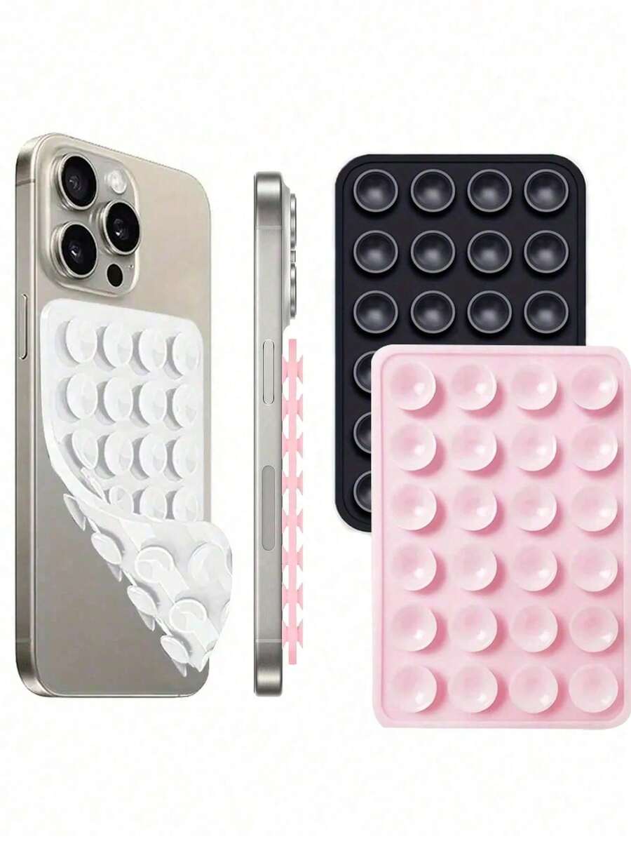1 pezzo Supporto per telefono in silicone con ventosa, supporto per telefono ottagonale in silicone biadesivo con forte presa, accessorio per telefono senza mani, per selfie e video (24 ventose), essenziale da viaggio, per il ritorno a scuola, campeggio, accessori per le vacanze - Multicolore - Visualizzare 1