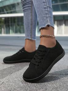 Pantofi sport în aer liber noi, cu croială largă, respirabili, antiderapanți, ușori, casual, pantofi de drumeție desculți pentru bărbați și femei, pantofi de trekking cu vârf rotund, cu șireturi joase - Negru - Vizualizare 3