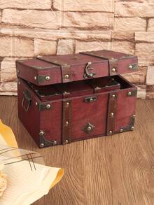 QINBEIYOU Vintage European Style Dual Leather Watch & Jewelry Storage Box, Room Decor - Dark Grey - View 4