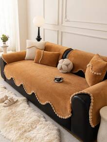 1 Vỏ bọc ghế sofa nhung dày, đệm ghế sofa Jacquard mùa thu/đông, ấm áp và mềm mại, thân thiện với thú cưng, chống bụi bẩn và trầy xước, phù hợp với mọi mùa, dùng cho phòng khách, phòng ngủ, ngoài trời, phù hợp với ghế sofa 1/2/3/4 chỗ ngồi - trái cam - Xem 6