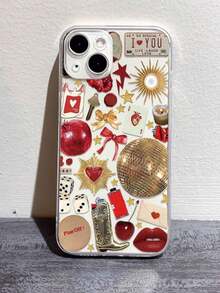 1PC Funda de Teléfono de TPU con Diseño de Bola de Disco Dorada Compatible con iPhone - Multicolor - Ver 3