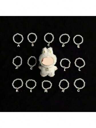 [Necklace Only] Creative New 10cm Doll 4th Generation Mini Labobo Ceramic Doll Pendant, Cute Pearl Letter Necklace For Labubu