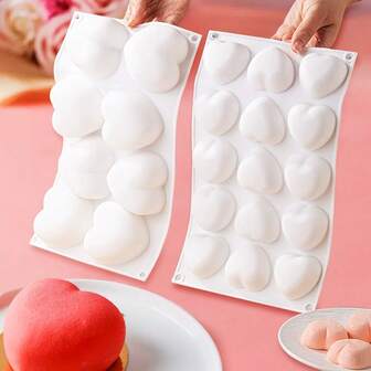 1pc Heart-Shaped Mousse Silicone Mold, Chocolate Dessert Cake Decoration Tools, Food- Heavy-Duty, Reusable, For Mousse, Macarons, Meringues, Chocolate, Jelly, Pudding, For Christmas, Easter, Birthday, Wedding, Valentine's Day, Party Desserts
