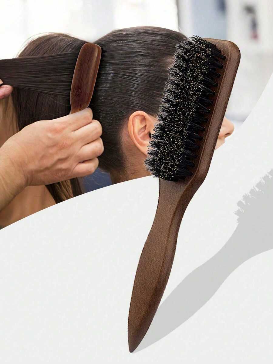 Unisex Boar Bristle Hair & Beard Brush - Fragrance-Free Professional Hairstyling Brush, Suitable For Thick/Thin Hair, Can Clean Ombre Hair And Trim, Create Smooth Hairstyles