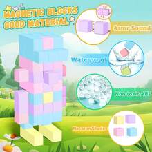儿童磁力积木，磁力立方体感官礼物，STEM玩具，学前教育积木套装，完美的节日和生日礼物，颜色随机（适合3岁以上儿童） - 彩色 - 查看 4