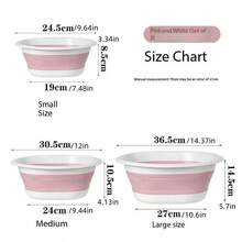 1pc Foldable Collapsible Wash Basin, Minimalist Fashion Design, Flexible Material, & Odorless, Crease-Resistant, Space-Saving, Lightweight & Portable, Easy To Clean, Suitable For Home, Bathroom, Kitchen, Dorm Use - Multicolor - View 5