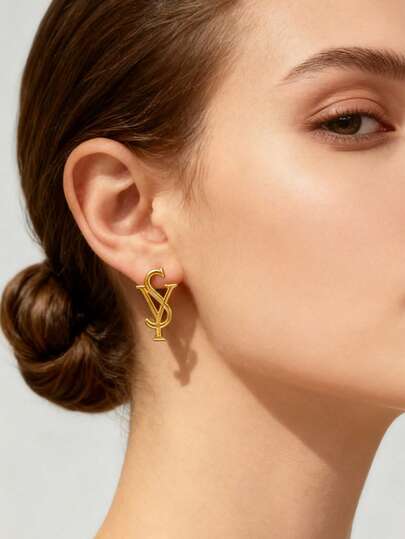 1对不对称几何耳钉，女士款，适合日常佩戴