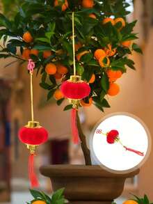 10/20/30Pcs Mini Chinese Lantern Flocking Small Red Lanterns DIY Spring Festival Wedding New Year Decorations Scene Layout Supplies - Multicolor - View 8