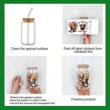 4pcs Sunflowers And Daisy UV DTF Cup Wrap For 16oz Libbey Glass - Waterproof 3D Crystal Transfer Sticker For DIY Crafting, Mugs, Laptops - Multicolor-style 3 - View 7