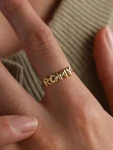 Customized Bubble Letter Ring, 3D Balloon Letter Ring, Exquisite Personalized Ring, Minimalist Open Ring, Couple Gift, Christmas Gift Suitable For Mom, Wife, Valentine's Day Gift, Anniversary Gift - Gold - View 10