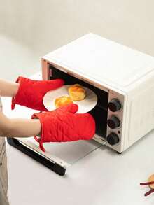 2只加厚长款隔热手套，家用烤箱耐热手套，棉质烤箱手套 - 耐高温，适用于厨房烘焙、烹饪、烧烤、微波炉等。 - 彩色 - 查看 4