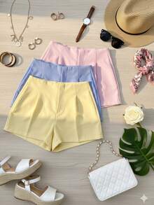 ✨ 3-Piece Women's Social Shorts Set – Summer Fashion 2025 ✨ - Baby Blue, Baby Pink and Yellow - View 2