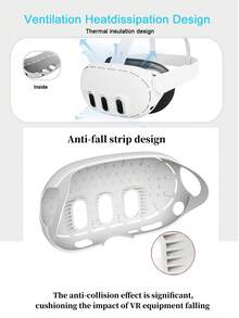 1 套 Meta Quest 3 VR 头显硅胶保护套 + 2 个控制器硅胶套 + 2 个摇杆帽，Oculus Quest 3 VR 配件，防摔、防尘、防刮，提升游戏操作手感和体验 - 白色 - 查看 8