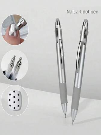 1 pièce Outil de nail art 4-en-1, stylo à pois, stylo de peinture de fleurs, applicateur de strass, tête d'éponge en silicone souple, convient pour les salons de manucure, les fournitures pour ongles, les outils pour ongles, les outils de nail art, la rentrée scolaire, les ongles, les outils pour ongles à clipser