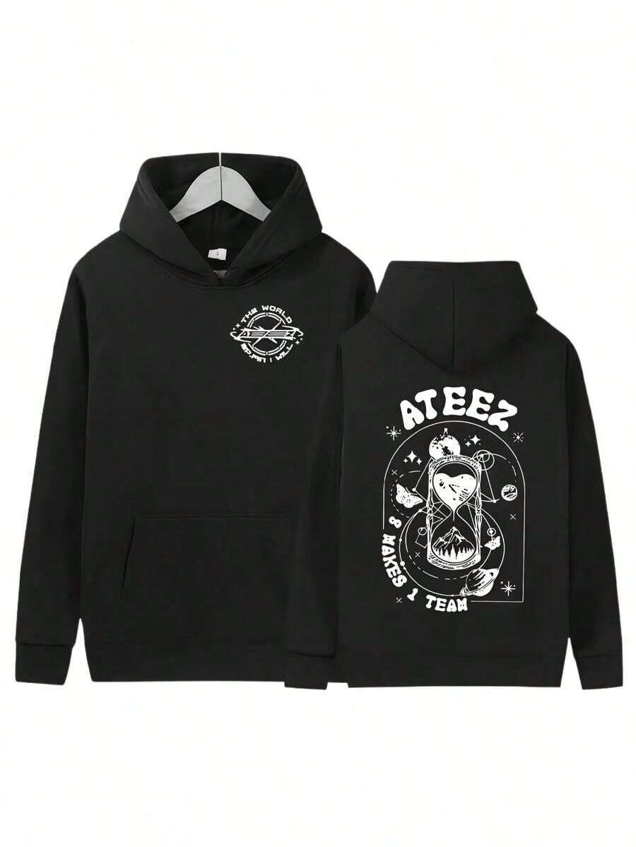 Korean Ateezs Fin Wjll Album Concert 2024 Hoodie Men Women Hip Hop Kpop Clothing Sweatshirt  Casual Pul Oversized Hoodies Hoodies For Men Black Hoodie For Women Men's Hoodie - 黑色 - 查看 1