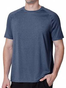 Men's UPF 50+ Swim Shirts, Short Sleeve Rash Guard, Quick Dry-Shirt Fishing And Surfing - 藏蓝色 - 查看 8