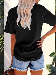 Cinco De Mayo Shirt, Mexico Celebration Festival Shirt, Margaritas Bow Shirt, Mexican Fiesta Party Tee, Mexican Shirt, 100% Cotton Women Oversized T-Shirts, Women Printed Casual Round Neck Short Sleeve Tee Women Tops, 1pcs Fashion Shirt - 黑色 - 查看 6