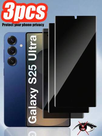 3pcs Privacy Screen Protector, Bubble-Free Installation, Waterproof, Shockproof, Scratch-Resistant, Fingerprint Unlock Compatible With Samsung Galaxy S24/S24/Plus/S24 Ultra, Galaxy S23/S22/S22Plus/S23 Ultra, Galaxy S25/S25/Plus/S25 Ultra