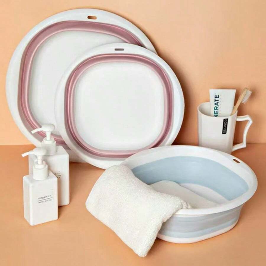 1pc Foldable Collapsible Wash Basin, Minimalist Fashion Design, Flexible Material, & Odorless, Crease-Resistant, Space-Saving, Lightweight & Portable, Easy To Clean, Suitable For Home, Bathroom, Kitchen, Dorm Use - Multicolor - View 1