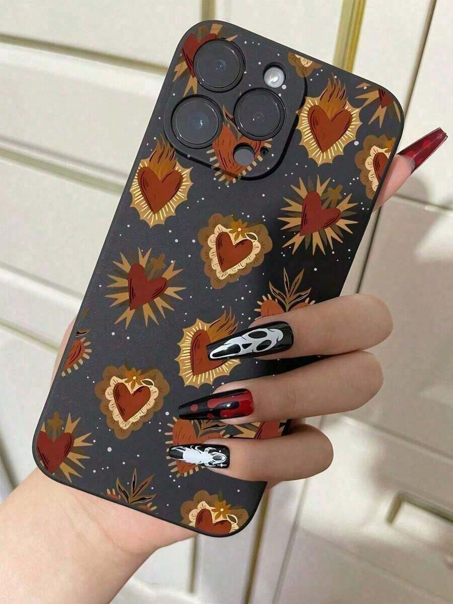 1pc Creative Heart-Shaped Soft Protective Case Compatible With IPhone - Multicolor - View 1