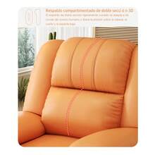 Sofá de masaje eléctrico multifuncional con carga USB, balanceo de 270 grados y posiciones ajustables para sentarse y reclinarse. Moderno y cómodo sillón reclinable individual para sala de estar. - Naranja - Ver 4