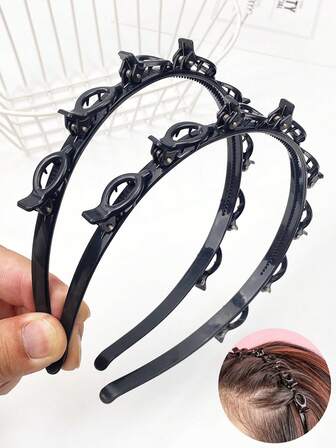 1/2件套时尚编发工具，慵懒发夹，夏季洗脸刘海专用发夹，高耸发箍装饰，发带，头饰，发圈