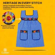 SLAW Cuitáxi Traditional Mexican Apron For Women With Pockets Beautiful Flower Embroidery - Mandiles Para Mujer Mexicanos Mandil - 均碼 - 查看 2
