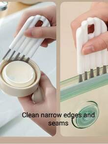 2pcs Multi-Purpose Cleaning Brush Set, Suitable For Scrubbing Dust, Stains, Keyboards, Crevices, Cups, And Other Kitchen Utensils. Lightweight And Easy To Use.