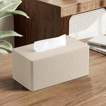 优雅意式纸巾盒，罗马柱条纹PU皮革纸巾架，适用于客厅、浴室、卧室、餐厅和汽车/时尚纸巾盒 - 彩色 - 查看 1