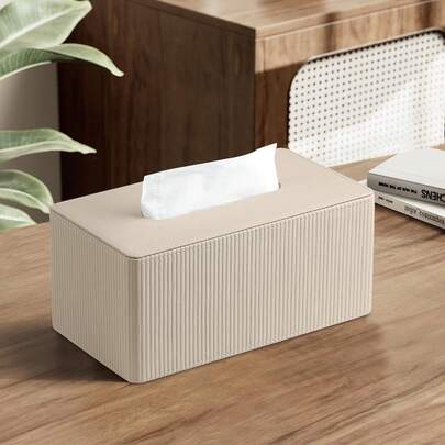 优雅意式纸巾盒，罗马柱条纹PU皮革纸巾架，适用于客厅、浴室、卧室、餐厅和汽车/时尚纸巾盒