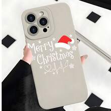 2026 nueva funda de teléfono mate, funda de teléfono diseño de gorro de Papá Noel, copos de nieve y corazón para iPhone 17 14 13 12 11 Pro Max Se  Galaxy S23 S22 S21 S20 Note 20 10, regalo de pareja para él y ella, presente de vacaciones - Blanco antiguo - Ver 7