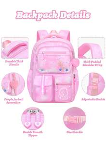 2pcs/Set Girls Backpack With Lunch Box Bag, Girls School Bag, Butterfly Backpack Travel Bag, Back To School Essential, Suitable For Teenage Girls, Students, Middle & High School - Multicolor - View 5