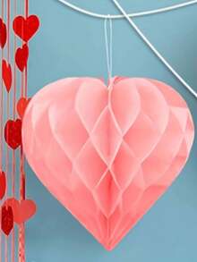 5 Packs Red Blush Pink Party Decoration Pom Pom, Heart & Ball Tissue Paper Honeycomb For Party Decor, Wedding, Engagement, Bridal Shower, New Year 2026(3 Sizes) - Baby Pink - View 8