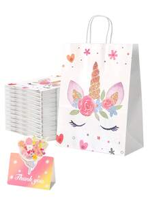 20-Piece/10-Piece Unicorn Party Gift Bags (With Handles) Specialized Unicorn-Themed Gift Bags For Birthday Parties, Perfect For Birthday, Valentine's Day, Gender Reveal, Anniversary Snacks, Small Gifts, And Decorations - Multicolor - View 1