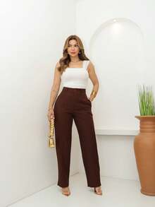 MISS RABBIT WOMEN Dress Pants S\38 M\40 L\42 GG\44 L1\46 L2\48 L3\50 - 咖啡棕 - 查看 2