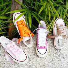 Flat Colorful Satin Shoelaces, 3/ 4inch Width, Women's/Girls' Shoelaces, White, 47inch (120) Cm: Clothing, Shoes, And Jewelry - 黑色絲帶 - 查看 5