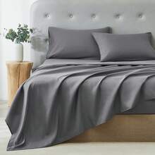 3/4 Pieces Sheet Set, Cooling Sheets For 3 Pieces Twin Sheet Set With Pillowcase, Full/Queen/King Size Bed Set With 4Pieces, Derived From Microfiber, Breathable & Soft, Deep Pocket Up To 16", Hotel Luxury Silky Bedding For Hot Sleepers - 深灰色 - 查看 7