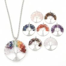 1pc Synthetic Crystal Multicolor Life Tree Pendant - Synthetic Crystal Beads Aura Talisman - White Ring - View 7