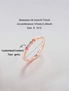 Cincin Batu Permata Opsional Fashion yang Disesuaikan - Rose Gold - View 3