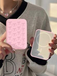 Bowknot Protective Case, Suitable For TPU Soft Rubber Matte Wireless Power Bank, Anti-Drop Corners, Fine Texture, Compatible With IPhone (Battery Not Included), Magnetic Closure - Multicolor - View 2