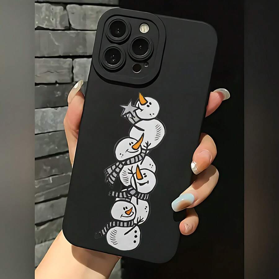 2026 nueva funda de teléfono mate, funda de teléfono con diseño de muñeco de nieve apilado con estrella y bufanda para iPhone 17 14 Pro Max 13 12 11 Xs Max Xr Galaxy S23 S22 S21 Plus S20 Ultra S10 E Edge Note 20 10, funda de teléfono móvil, regalo para novio o novia, regalo de vacaciones - Blanco antiguo - Ver 1