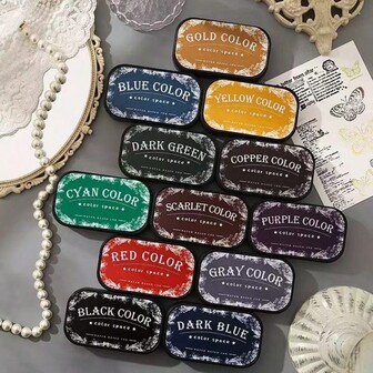 Almohadilla de tinta de alta densidad a base de aceite de la serie espacial colorida | Juego de sellos de pintura con los dedos DIY con múltiples opciones de color adecuado para diarios, papel, madera y manualidades de tela, útiles escolares