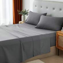 3/4 Pieces Sheet Set, Cooling Sheets For 3 Pieces Twin Sheet Set With Pillowcase, Full/Queen/King Size Bed Set With 4Pieces, Derived From Microfiber, Breathable & Soft, Deep Pocket Up To 16", Hotel Luxury Silky Bedding For Hot Sleepers - 深灰色 - 查看 4