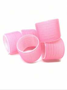 33个装自粘式卷发器，免加热卷发器，长发专用卷发器，带发夹和梳子，美发沙龙级卷发器，DIY发型 - 粉色 - 查看 4