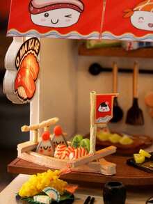 寿司店 - 建筑模型装饰，带防尘罩，厨房/卧室/店铺场景，房间装饰，3D拼图DIY手工微缩模型套件，包含家具，青少年及成人圣诞节/生日礼物，无需胶水或电池 - 彩色 - 查看 9