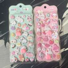 可爱动物3D泡泡贴纸，减压捏捏乐玩具，DIY手工，精美手账装饰，圣诞节和复活节女孩礼物，手机壳、手账、手工艺品减压贴纸，趣味贴纸，笔记本、水瓶装饰贴纸，艺术与手工艺品，学习用品，奖励，书籍，成人适用 - 彩色 - 查看 9