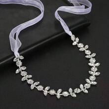 1件闪亮水钻发箍，新娘发箍，带欧根纱，适合女性，婚礼派对头饰